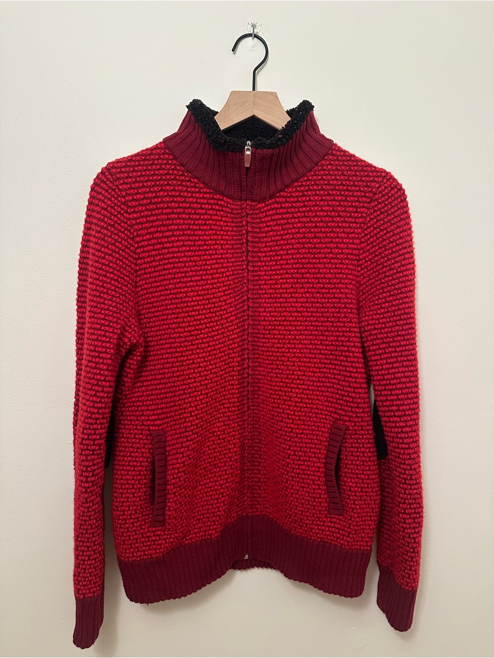 Krimson Klover MVP3 Full Zip Red Lambswool Cotton Merino Wool Sweater
